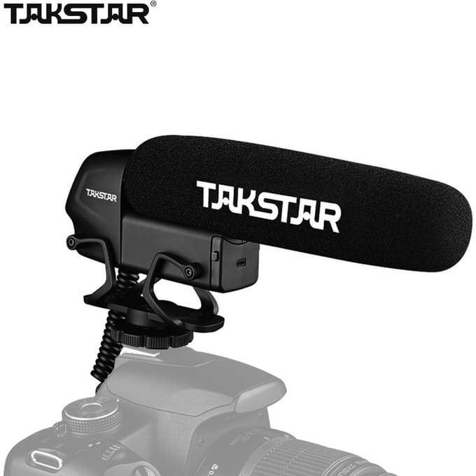 TAKSTAR SGC-600 Condensator-interviewmicrofoon op de camera Microfoon Supercardioïde versterkingsregeling met 3 niveaus zwart