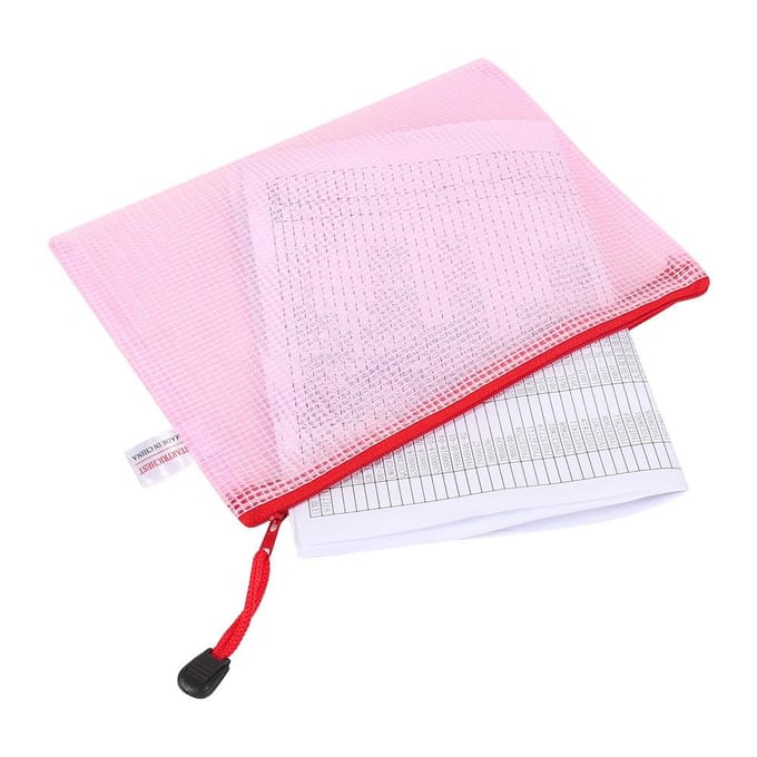 Pochettes Plastiques A5 à Fermeture Éclair Rangement de Fichiers Zip Dossier Document Dossier de Protection(rouge) pink