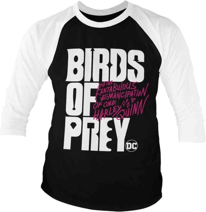 DC Comics Harley Quinn Raglan top -M- Birds Of Prey - Logo Zwart/Wit