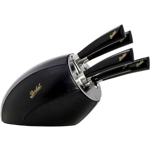 BERKEL ELEGANCE - Messenblok met 5 messen - Zwart leer