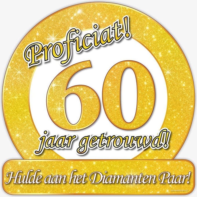 Huldebord Deurbord 60 Jaar Getrouwd 50cm