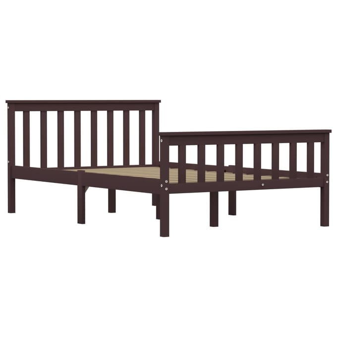 vidaXL - Bedframe - massief - grenenhout - donkerbruin - 120x200 - cm