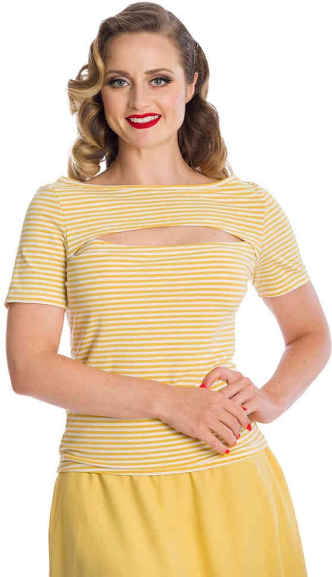 Banned - SWEET STRIPES Top - M - Geel
