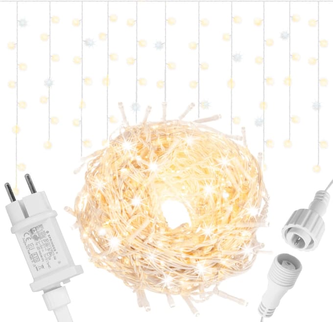 IJspegel Verlichting | 20 m + 2.5 m Snoer | 500 LED | Warm Wit + Koel Wit | Koppelbaar | Flits