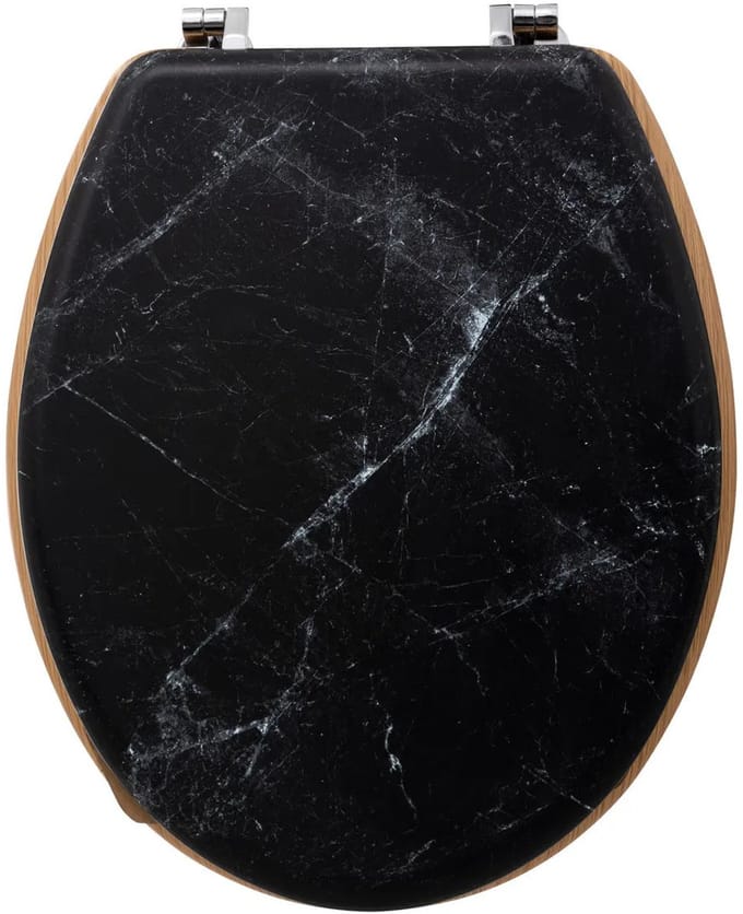 5Five Toiletbril Rome - zwart marmer print - MDF hout - universeel - standaard wc bril