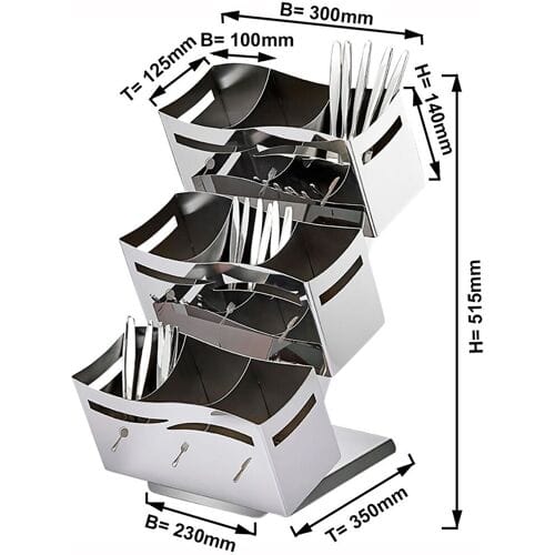 GGM Gastro Besteckkasten - mit 3x 3 Ablagen - Chrom Zilver