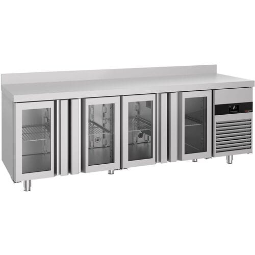 GGM Gastro Kühltisch PREMIUM - 2300x700mm - mit 4 Glastüren - Aufkantung