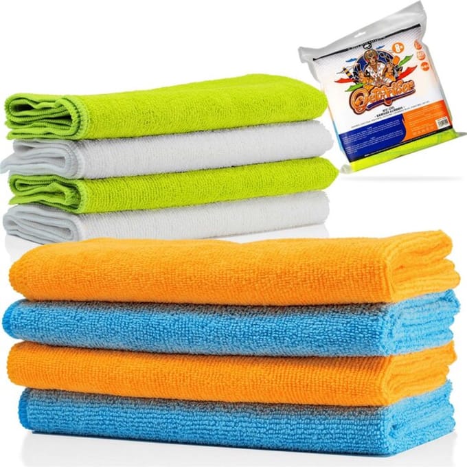 Nuke Guys Octofiber 8 x microfiberdoekjes 40x40 cm 320 gsm 2x Blauw 2x Wit 2x Orange 2x Groen!