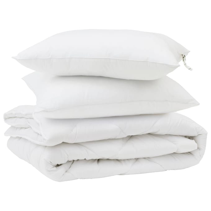 vidaXL - Dekbed - met - kussen - 3 - st - Wit - Microvezel