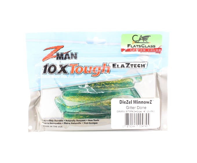 Zman zacht kunstaas Diezel MinnowZ 4 Inch 5/Pack Gitter Klaar (4745) white