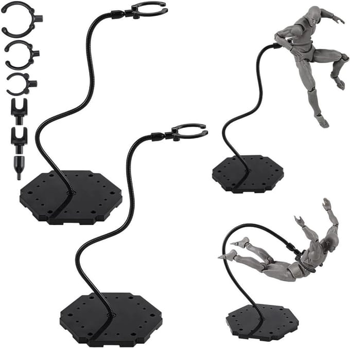 Actiefiguur Standaard - Display Houders - Verzamelobjecten Tonen - Verstelbare Steunarm - Set van 2 - Zwart