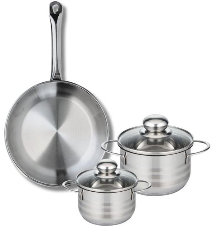 Set van 1 Koekenpan 24 cm en 2 kookpotten 12 en 14 cm Elo Profi Brillant