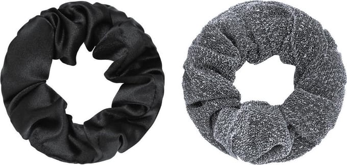 Scrunchie set van 2 | Zwart en zilver-Kerst