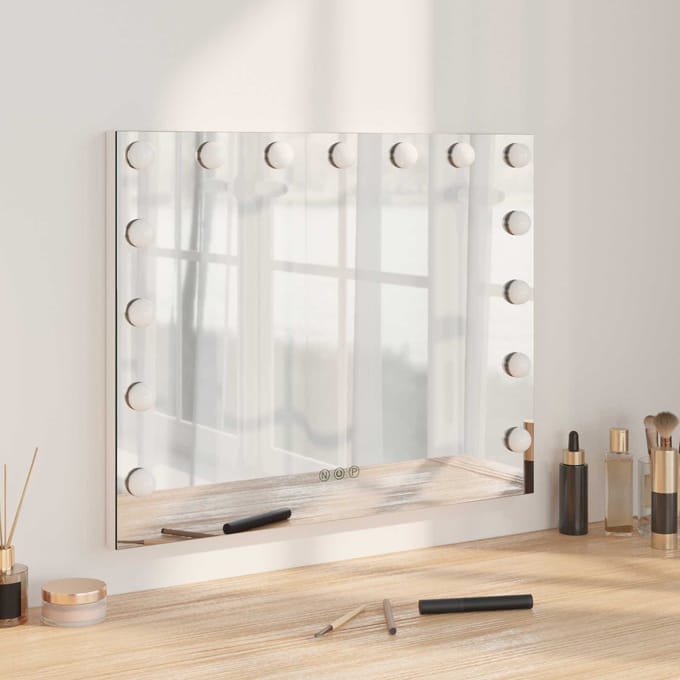 vidaXL - LED - Vanity - Spiegel - Wit - 58 - x - 10 - x - 47 - cm - Glas - en - Staal