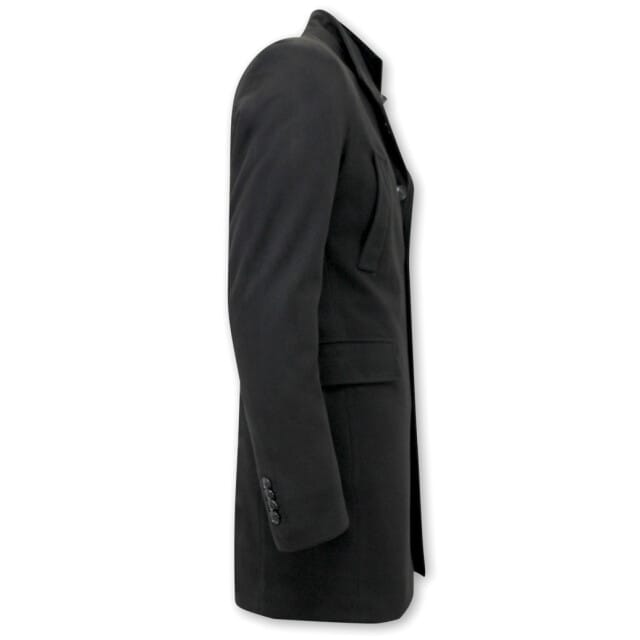 Winterjassen Heren - Trenchcoat Heren - Klassieke Lange Heren Mantel met rits - 8039ZW - Zwart