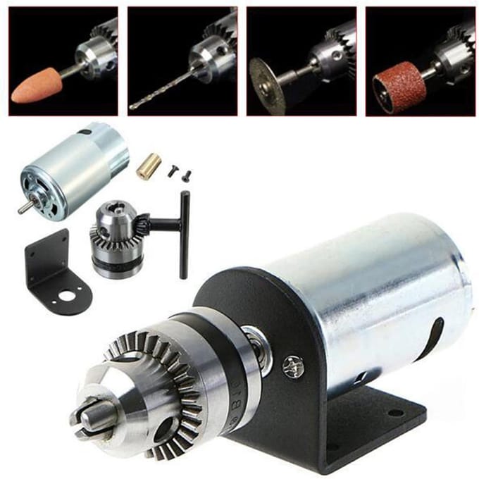 DC 12V 36V Draaibank Pers 555 Motor met Miniatuur Handboorkop en Montagebeugel DIY Gereedschapsset