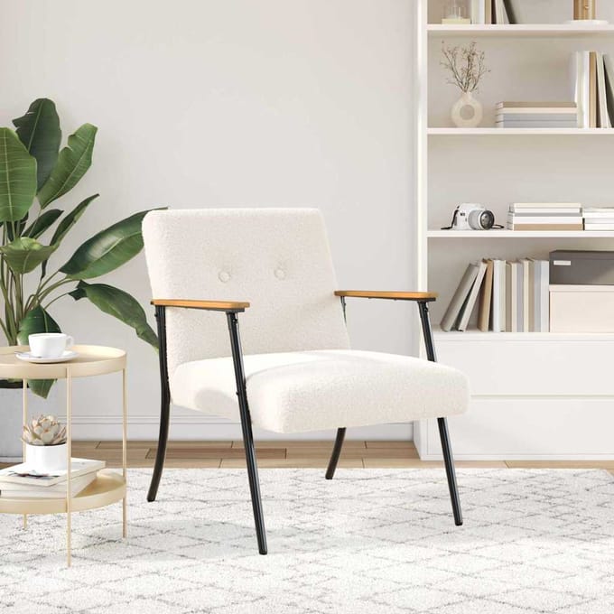 vidaXL - Fauteuil - Crème - Kratig - Wolachtig - Stof