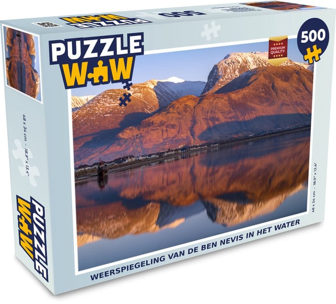 Puzzel Weerspiegeling van de Ben Nevis in het water - Legpuzzel - Puzzel 500 stukjes