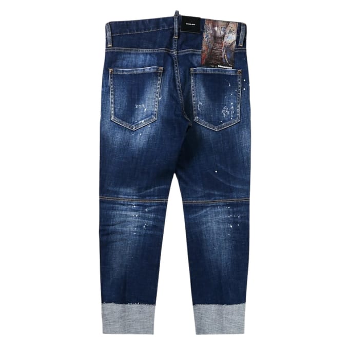 Dsquared2 Sailor Jean Donkerblauwe Patch Denim Broek