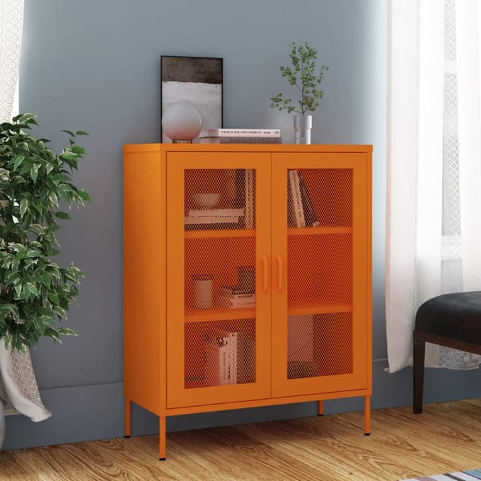 vidaXL - Opbergkast - 80x35x101,5 - cm - staal - oranje