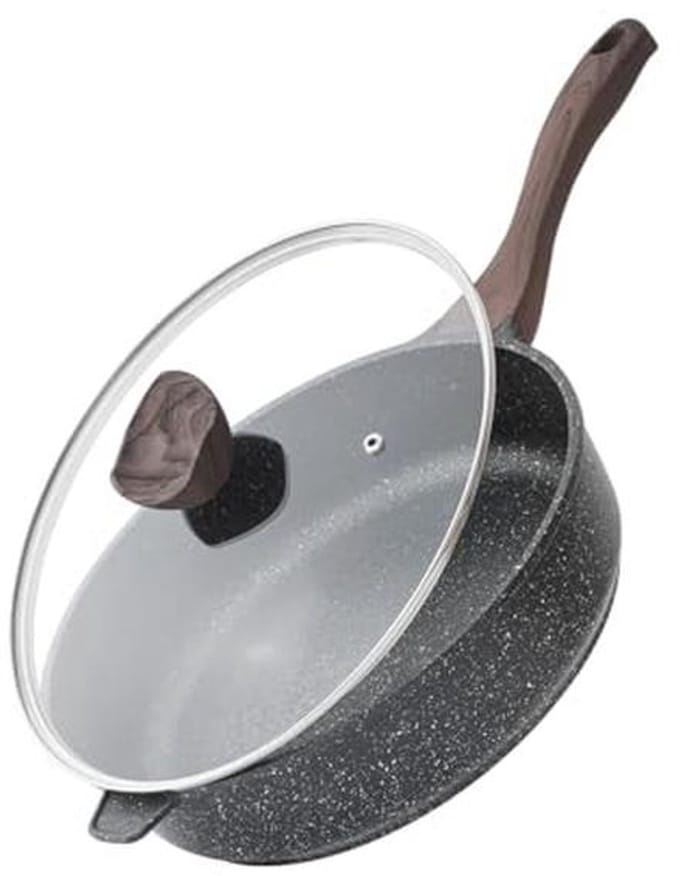 Antiaanbakpan met Deksel - 26 cm Inductiepan voor Gezond Koken