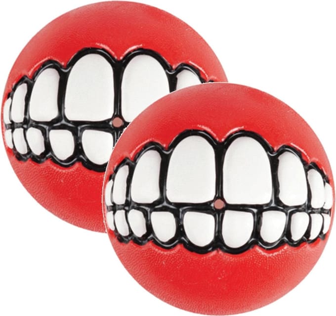 Rogz Grinz Treat Ball Medium - Hondenspeelgoed - 2 x Rood M