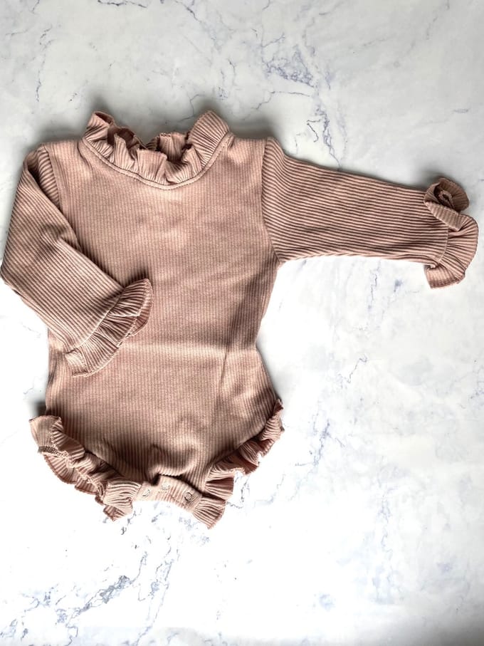 Omer en Odille - setje romper en bloomer - oud roze - 6-12 maanden