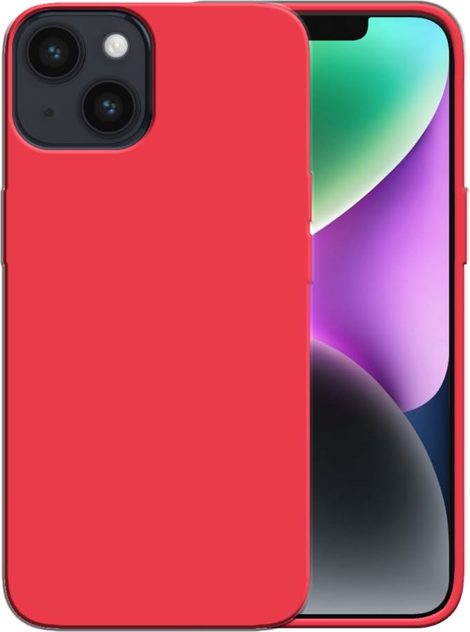 Smartphonica Siliconen hoesje voor iPhone 14 case met zachte binnenkant - Rood geschikt voor iPhone 14