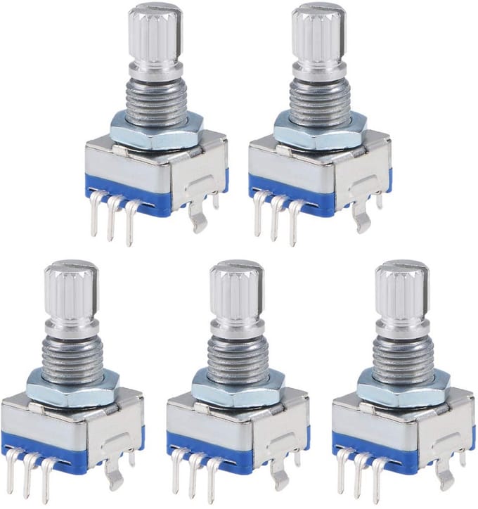 360 graden draaibare codeschakelaar potentiometer met 7 pins en 15 mm schacht – 5 stuks