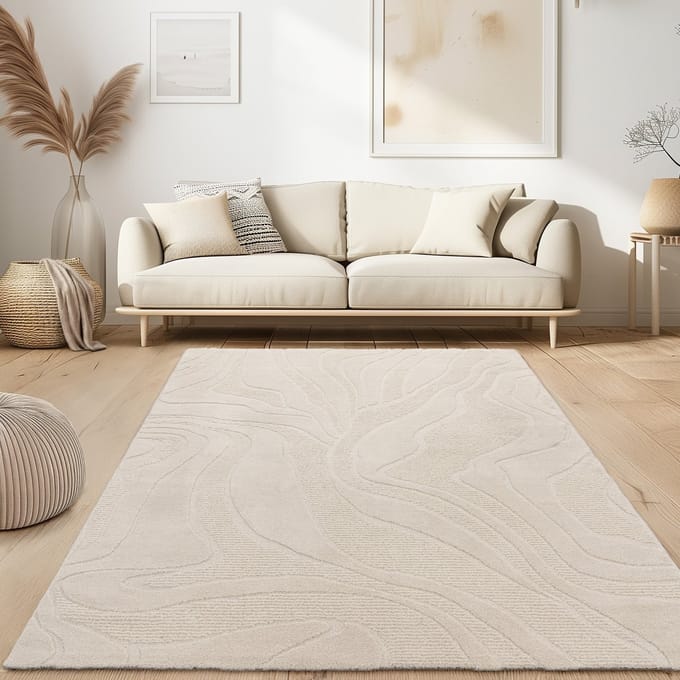 Flycarpets Laagpolig Japandi Vloerkleed Aubela - Creme
