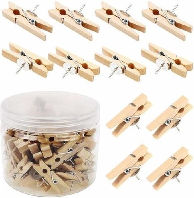 Kurk24 Pushpin knijpers - hout - 20 stuks