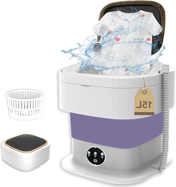 Mini Wasmachine - Opvouwbaar Model - Kleine Was - Met Centrifuge - 15 Liter - Wit