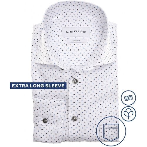 Ledûb Overhemd Multitone Triangle-Dot Fantasy Mouwlengte 7 Wit-Blauw / male
