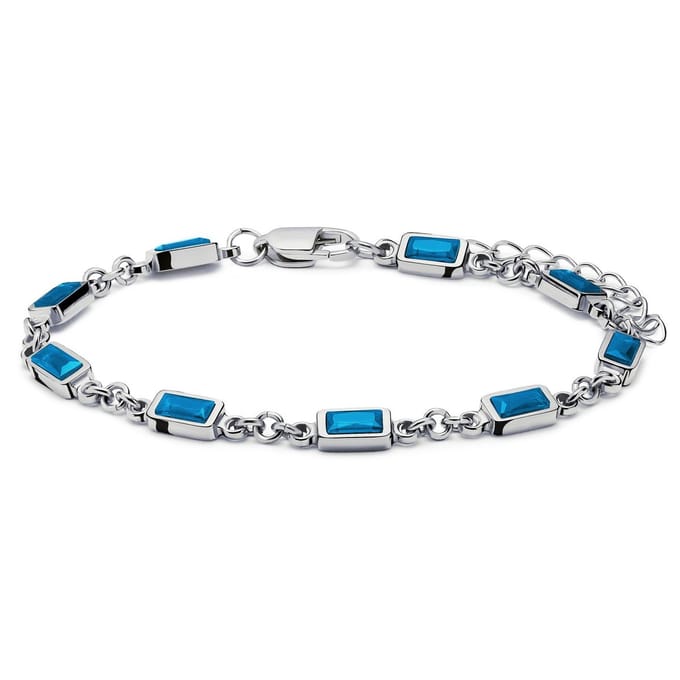 Prism | Zilverkleurige armband met saffierblauwe stenen van kristalglas