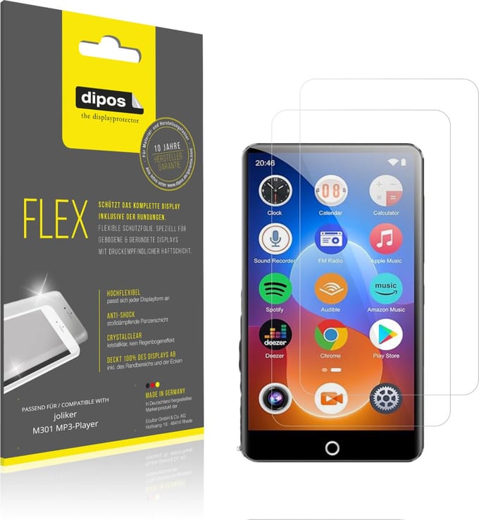 dipos – 2x Beschermfolie geschikt voor joliker M301 MP3-Player | 3D Full Cover Screenprotector | 100% Passend