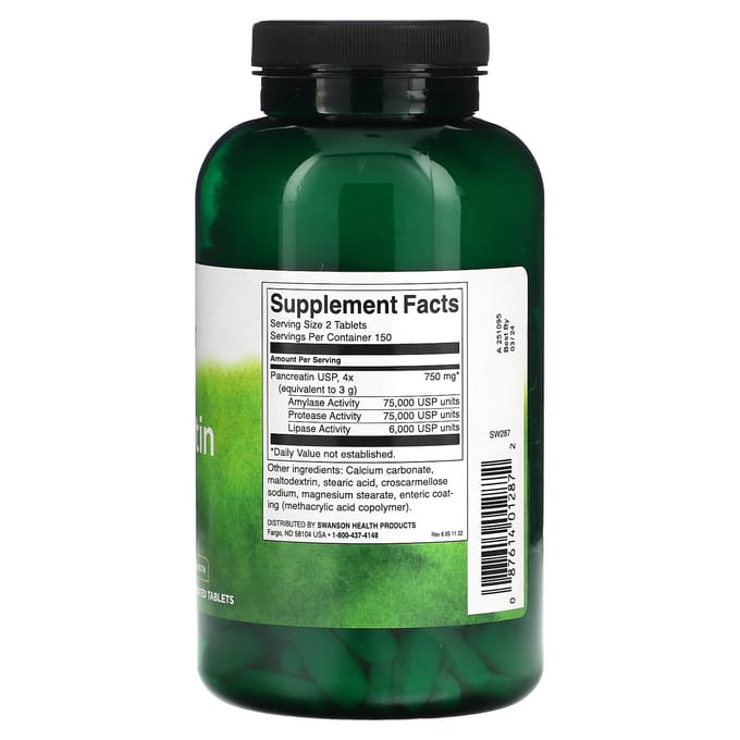 Pancreatine 4X, 3X Sterkte, 375 mg, Maagsapresistent omhulde tabletten, 300 tabletten