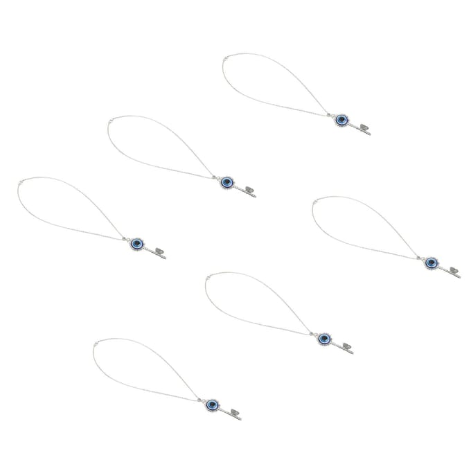 6 STUKS Boze Oog Ketting Sleutelvorm Goede Geluk Blauw Oog Ketting Elegant Charmant Legeringen Glas white