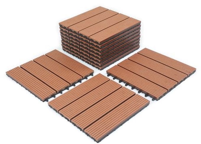 WPC Terrastegels 11 Stuks Bruin 30 x 30 cm Geschikt voor Buiten Gebruik