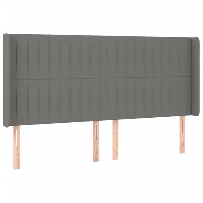 vidaXL - Hoofdbord - LED - 203x16x118/128 - cm - stof - donkergrijs