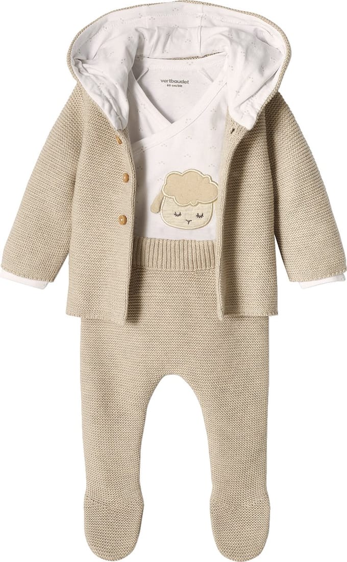 Vertbaudet Set- 3 delig - vestje - breokje - body - baby - jersey
