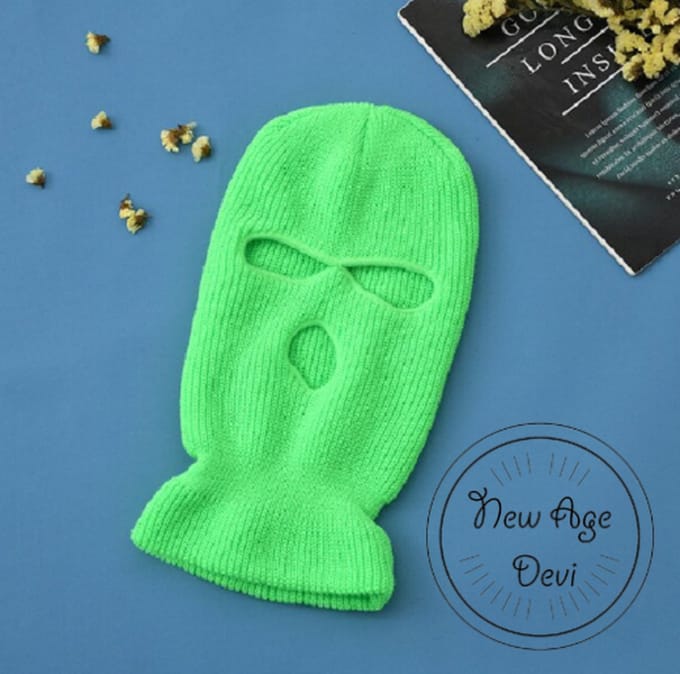 New Age Devi - Bivakmuts - Balaclava - Licht groen - Onesize - 3 Gaats - Full face mask