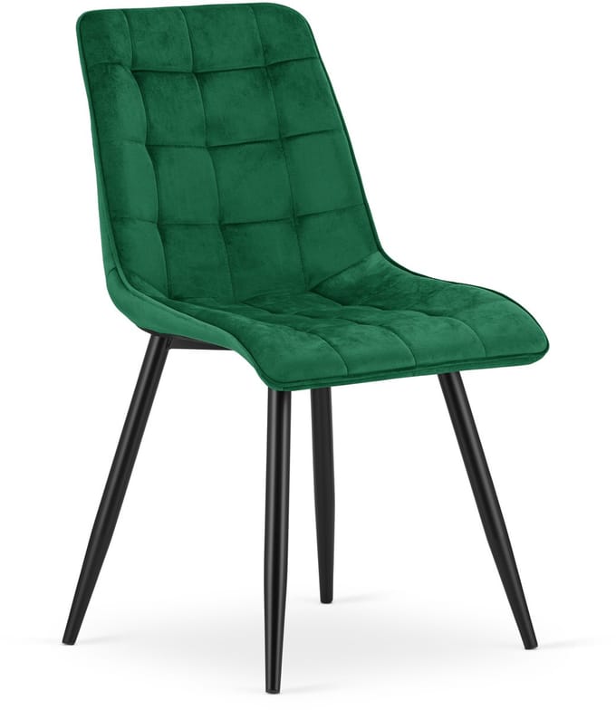 Eetkamerstoel – Fluweel groen – Zwarte metalen poten – Modern design – SPLIT