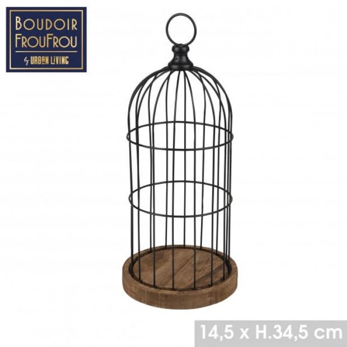 BOUDOIR FROUFROU" DECORATIEF OBJECT VAN HOUT EN METAAL Ø14,5×H34,5CM