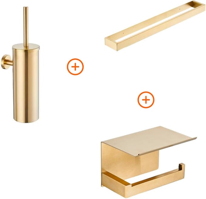 Toilet accessoires set Mat goud design met beugel