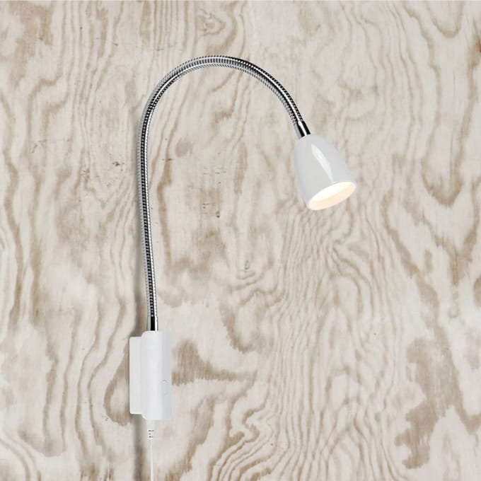 Markslöjd LED wandlamp Tulip met kabel en stekker, wit