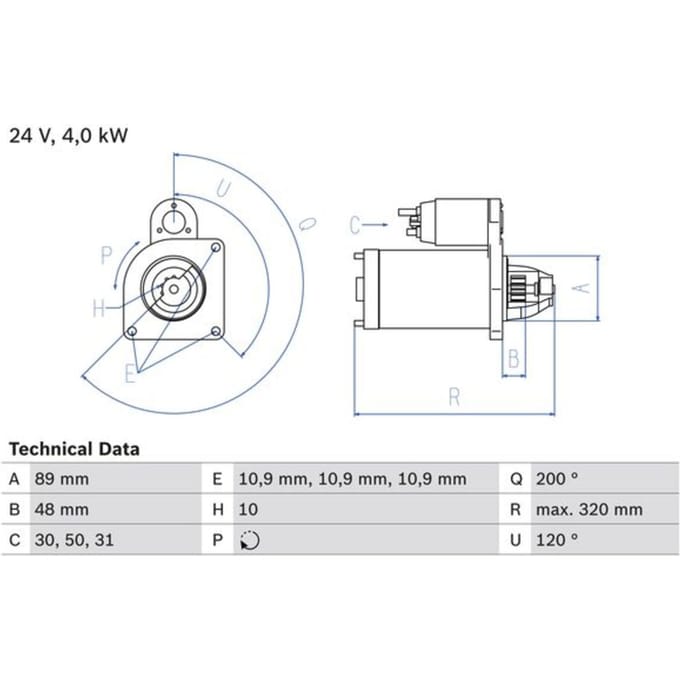 Starter BOSCH 0 986 020 170