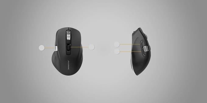 Alogic Apex Draadloze Programmeerbare Muis – Geschikt voor Mac en Windows – 7 programmeerbare knoppen – Ergonomisch ontwerp - Zwart