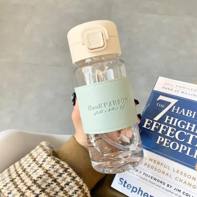 1Pc Creatieve Waterfles met Stro Draagbare Leuke Plastic Drinkfles lekvrije Drinkware voor het Drinken van Melk Koffie Thee 400ml grijs