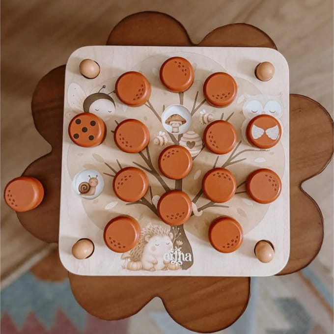 Mrs Ertha Memory Pop & Peek Houten Speelgoed - 20x20x3cm - Multi