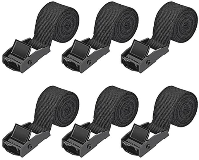 Spanbanden Set van 6 | 1m x 2,5cm Verstelbare Ratel Spanriemen voor Auto, Fiets en Bagage